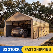 12x25FT Heavy Duty Metal Carport Enclosed Car Ports with Removable 220 g Tarp picture
