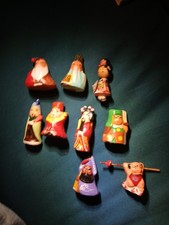 Set Of 9 Vintage Chinese Clay Hand Panted Folk Art Style picture