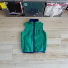 Vintage 90s Patagonia Fleece Vest Unisex Kids 14 Green Blue Reflective USA MADE picture