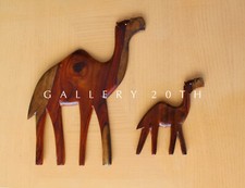 CUTE DANISH MODERN CAMELS WALL ART ATOMIC ROSEWOOD 50'S 60'S EICHLER ERA VTG picture