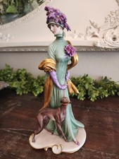Vintage 1959 Elegant Porcelain Lady with Greyhound Figurine by Giuseppe Cappé picture