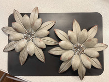 Set of 2 Vintage Galvanized Metal Flower Wall Decor 11