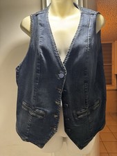 Studio by Torrid Vest Women's Size 0 Tailored Blue Jeans Vest Button Up Pockets picture
