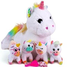 5 in1 Mommy Unicorn Stuffed Animal with 4 Baby Unicorns in Belly - Girls Gift 3+ picture