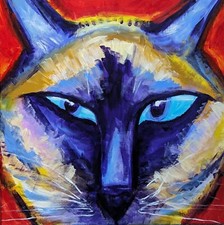 Siamese Cat Painting Original Abstract Collectible Modern Art By Samantha McLean picture