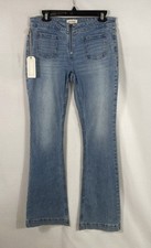 Shyanne Women's Blue Bootcut Jeans Front Zip Patch Pockets NWT Sz 30x34 picture