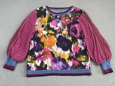 Anthropologie Bl^nk London Top P/L Pullover Eyelet Puff Sleeve Floral Boho EXC picture