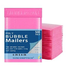 #0000 500 PCS 4x7 (4x6) Poly Bubble Mailers Shipping Bag Padded Envelopes Pink picture