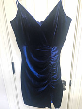 Emerald Sundae Women's Velvet Mini Dress Navy Blue, Bodycon, Cocktail Wedding picture