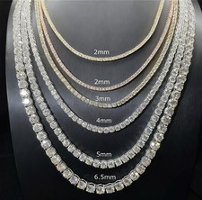 2-6.5mm Iced Out Moissanite Tennis Chain Necklace Bracelet S925 Sterling Silver picture