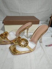 Lishan Women's Clear Heel Stiletto Gold Size 8 picture