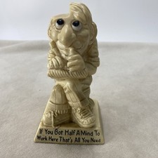 Wallace Berrie Co Figurine Statue USA 1973 Vintage Work Funny Half A Mind 9088 picture
