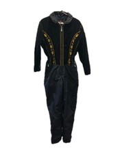 Vintage Bogner Western Black And Yellow Embroidered Ski Snow Suit Women Pit 19