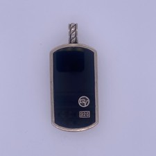 925 Sterling Silver David Yurman Dog Tag Pendant With Onyx Setting picture