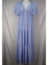 A Calin by Flying Tomato Tiered Maxi Dress Flutter Sleeve V-Neck Size Medium New picture