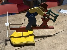 Vintage Hand Painted Wood Whirligig Primitive Antique Folk Art Figure Sawing picture