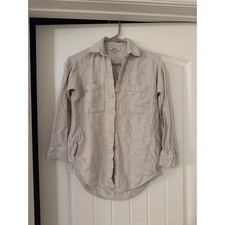 Madewell Sunday Flannel Shirt Oatmeal Heather Button Down with Pockets XXS picture