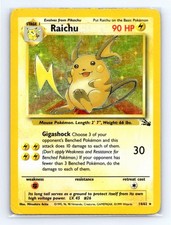 Raichu 14/62 Rare Fossil Pokemon Unlimited Holo Moderately Played picture