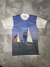 True Vintage 70s Single Stitch Sailing T Shirt Size Medium All Over Print AOP picture