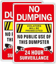 No Dumping Signs-2 Pack, 14X10Inch Aluminum No Public Use of Dumpster Sign, No picture