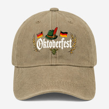 Oktoberfest Hat German Beer Festival Bavarian Washed Cotton Baseball Cap Unisex picture