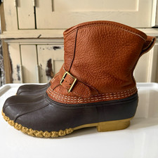 LL Bean Bean Boots Women's Shearling Lined Duck Boots Brown Black 7 290754 EUC picture