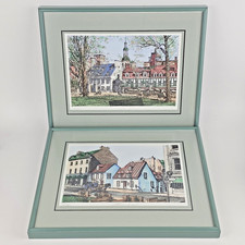 Vintage Limited Edition Quebec Lithograph Print Framed Set of 2 picture