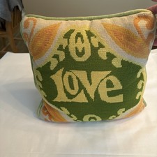 Vintage Handmade Love Pillow Needlepoint  picture