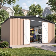 12x14 Metal Outdoor Storage Shed, Waterproof Heavy Duty Lockable Double Doors picture