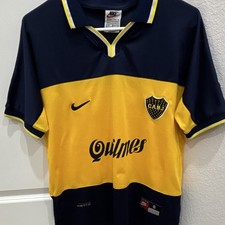 Nike Boca Juniors 1998/1999 Quilmes Soccer Jersey Shirt Yellow/Blue Size S picture