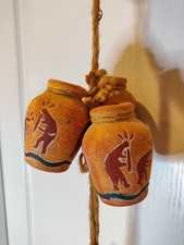 Vintage '90s Southwest Design Kokopelli Hanging Herb Garden Pots Planters 9 PCS picture