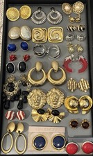 Vintage 80s 90s to Now Lot of 25 Pairs Clip Earrings Statement Runway Rhinestone picture