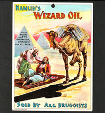 Hamlins Wizard Oil Arab Emin Pasha Bottle Cure BIG Advertising Hanger Card j.US picture