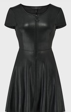 Kihilist Killstar Dark Whisper  Dress XXL Faux Leather Black Goth Punk Mesh NWT picture