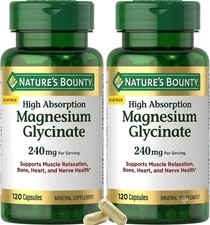 2x Nature's Bounty Magnesium Glycinate 240mg 120 Capsules (240 Total) picture