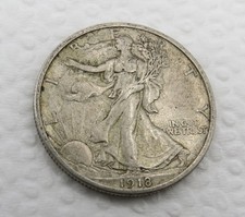 1918 S Walking Liberty Half Dollar - XF/AU - High Grade Lower Mintage 90% Silver picture