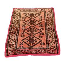 AUTHENTIC HAND KNOTTED  - AFGHAN , BALOCHI, TURKMEN MINI RUG - GEOMETRIC DESIGN picture