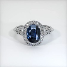 4.10 Ct Oval Cut Natural Sapphire Diamond Engagement Ring 14K Solid White Gold picture
