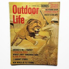 Vintage February 1964 Outdoor Life Ad Magazine - Big Game Trophy Hunting Lion picture
