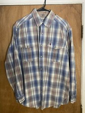 Carhartt Men's L Plaid Cotton Button-Up Shirt Long Sleeve Pockets Blue Gray picture