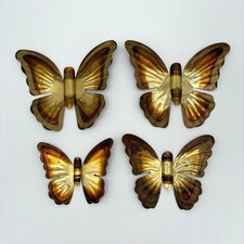 Vintage Metal Butterfly Wall Art Set Mid Century Modern Brass Copper Decor MCM picture