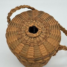 Antique Native American Split Ash Sweetgrass Lidded Yarn Knitting Basket 1920s picture