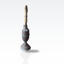 Antique Brass Nargile Hookah Ottoman Middle Eastern Hand Made Wood Stem Shisha picture