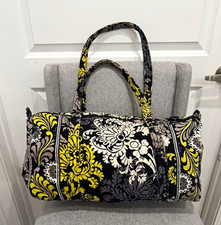 Vera Bradley Medium Floral Duffle Bag Black Gray Yellow picture