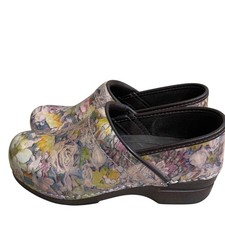 Dansko XP Pro Clogs Womens 38/8 Floral Patent Leather Slip Resistant Work Shoes picture