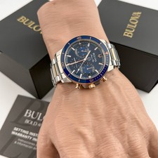 Bulova 98B301 Men's Chronograph Marine Star Two-Tone Steel Bracelet Watch 45mm picture
