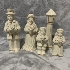 Crown Accents 5 Piece Caroler Set Christmas Porcelain Figurine Gold Trim Holiday picture