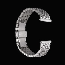316L Stainless Steel Watch Band Beads of Rice Bracelet 18mm 19mm 20mm Silver picture