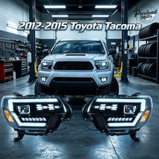 For 2012-15 Toyota Tacoma Pair Black Housing LED Tube Projector Headlights RH+LH picture