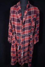 Rare Vintage E&W 1940's Blue & Red Plaid Blanket Cotton Robe Size Medium picture